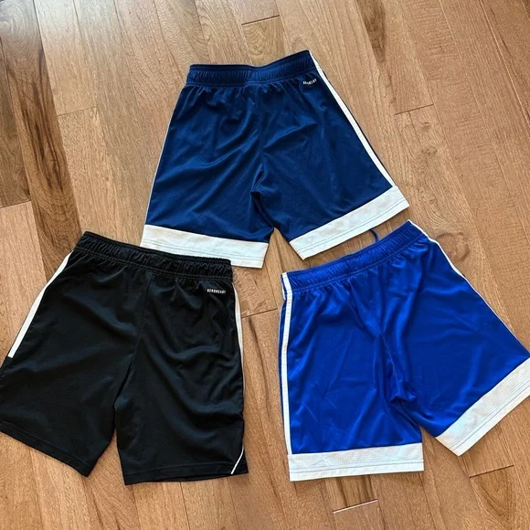 Boys Adidas shorts bundle M 11-12 years soccer blue black 3 pairs Aeroready - Picture 8 of 8